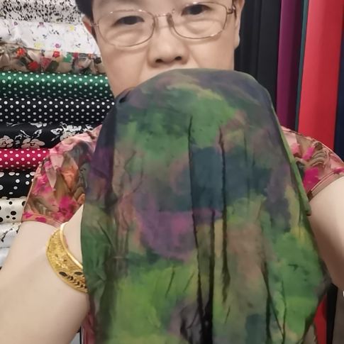 弹力真丝布料绿摩幻1米