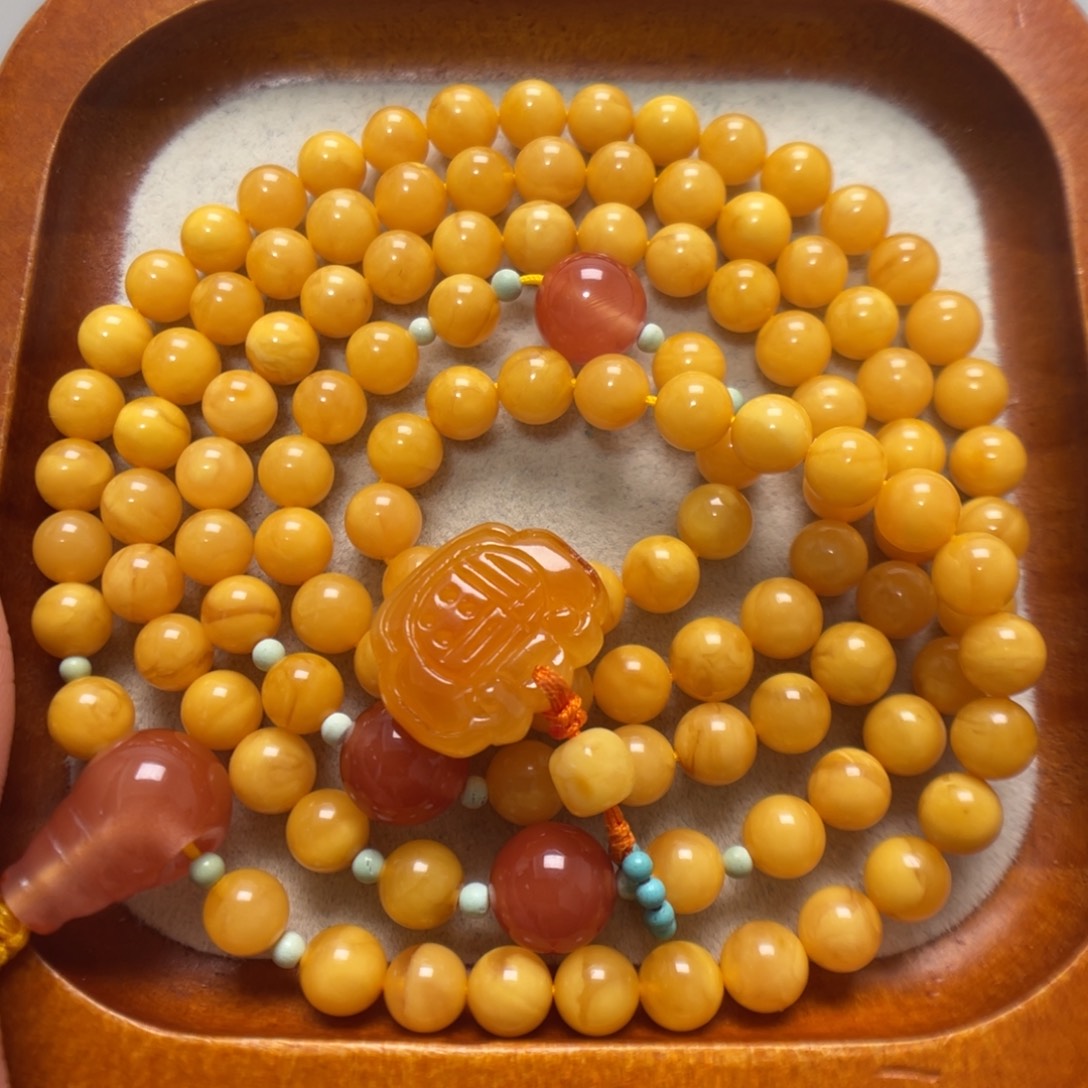 蜜蜡未镶嵌项链108