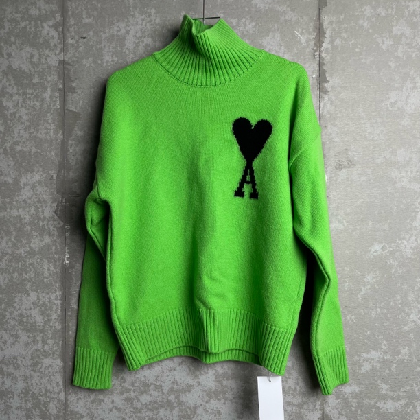 未使用 WE11 DONE S*1/绿色爱心高领毛衣/14150/JP