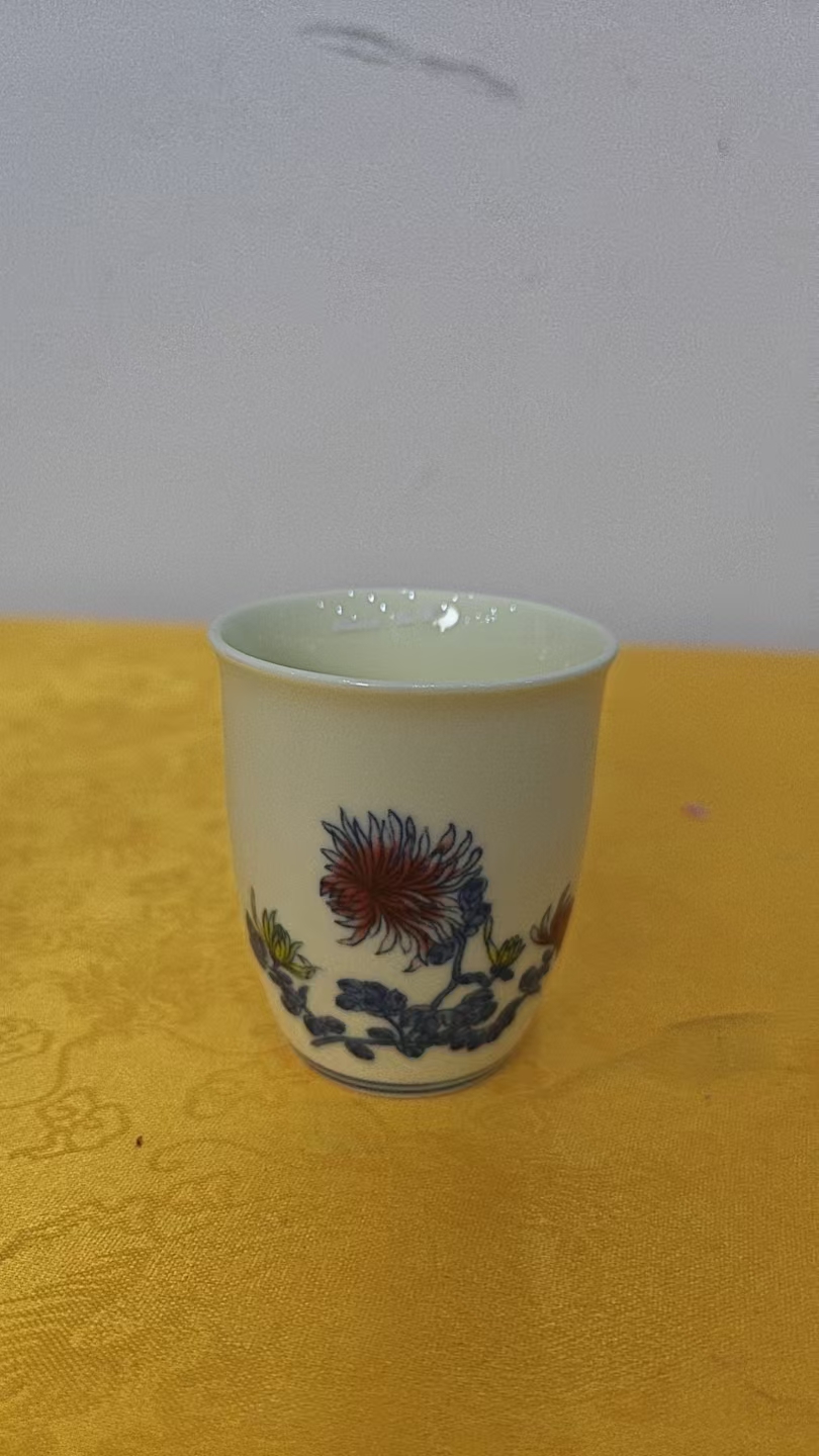 景德镇绿色稀土菊花闻香杯