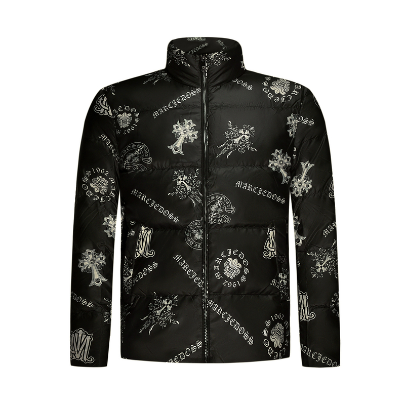 JEDOSS/爵迪斯男装2024秋冬时尚轻奢满章仔数码印花短羽绒服BZ899