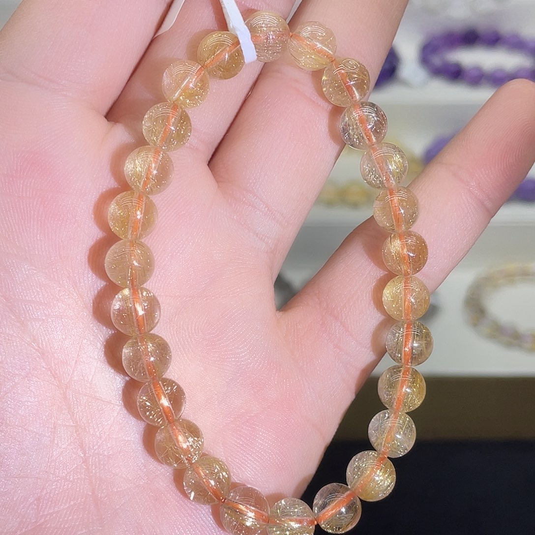 水晶手链未镶嵌金发晶7.8