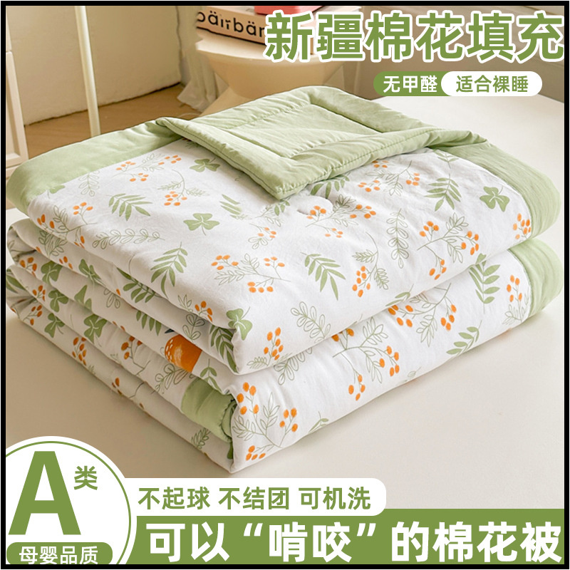 a类母婴级新疆棉花夏凉被双人可机洗水洗夏季空调被礼品被子夏被