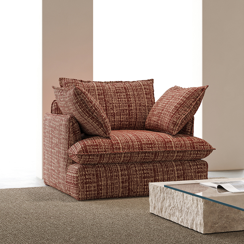 中古风极简复古沙发设计师款客厅棉麻小户型卧室休闲懒人直排沙发