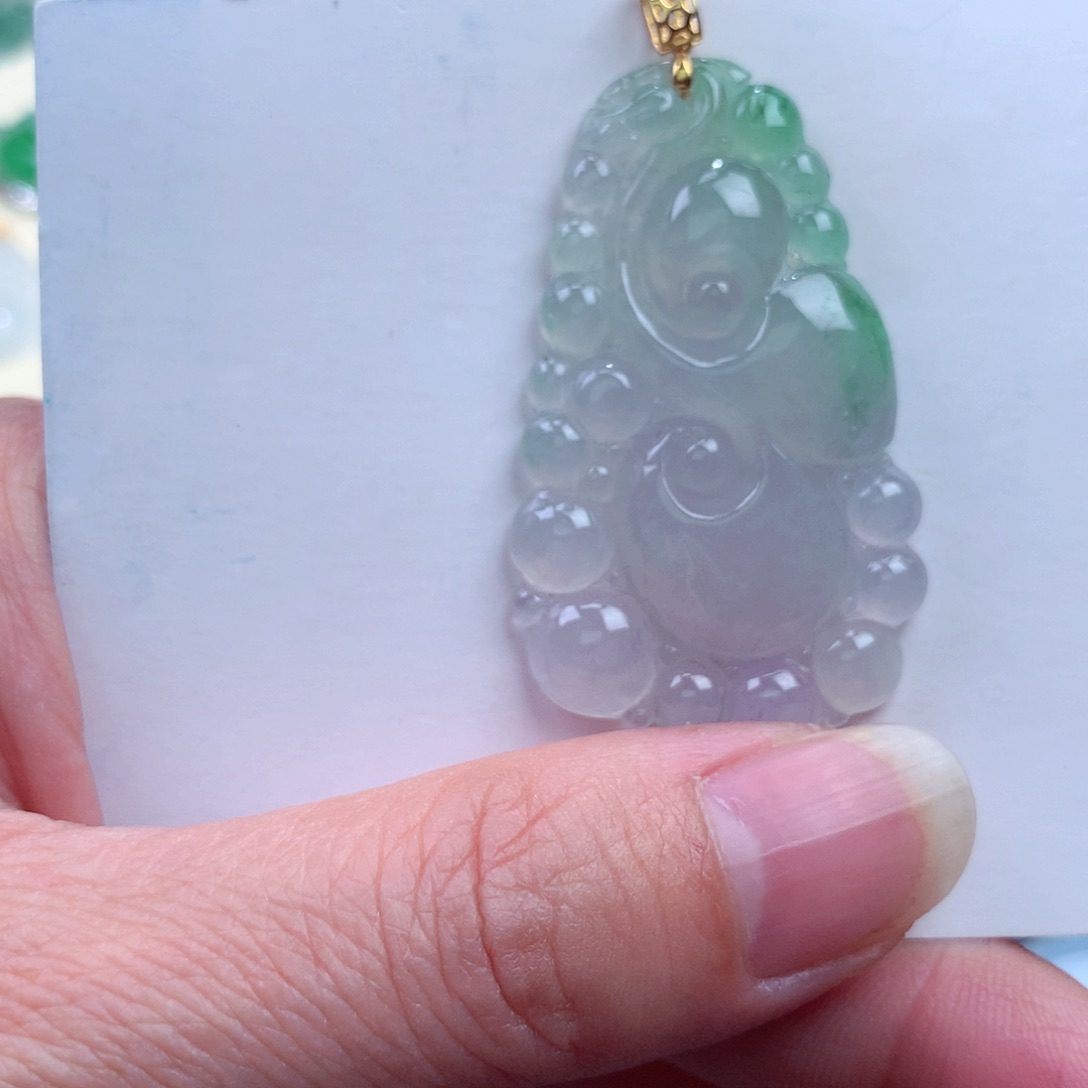 翡翠吊坠(不含链)18K金镶嵌