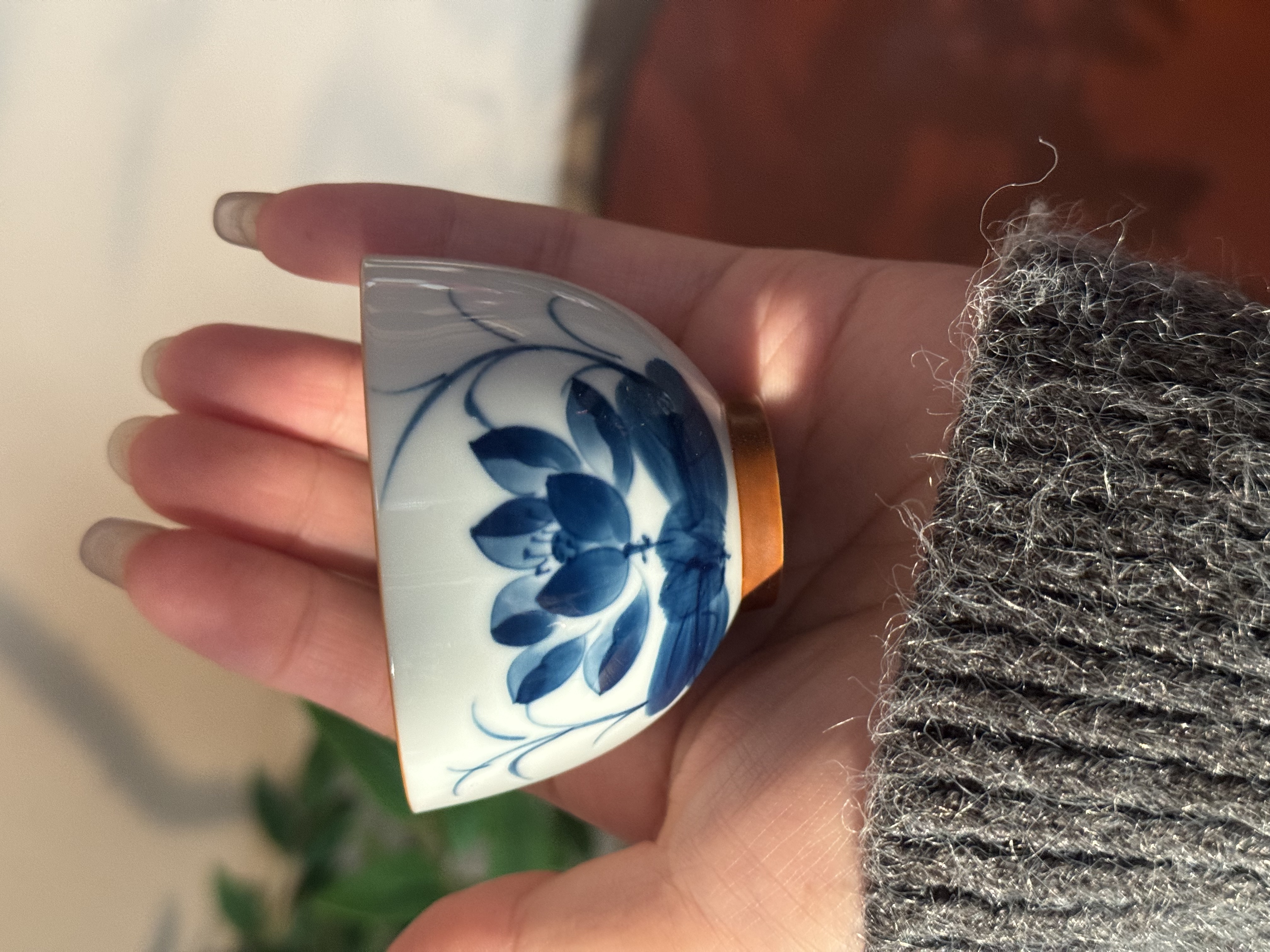 F0101【蜕观堂】景德手工手绘釉下青花手绘福利杯，容量30ml