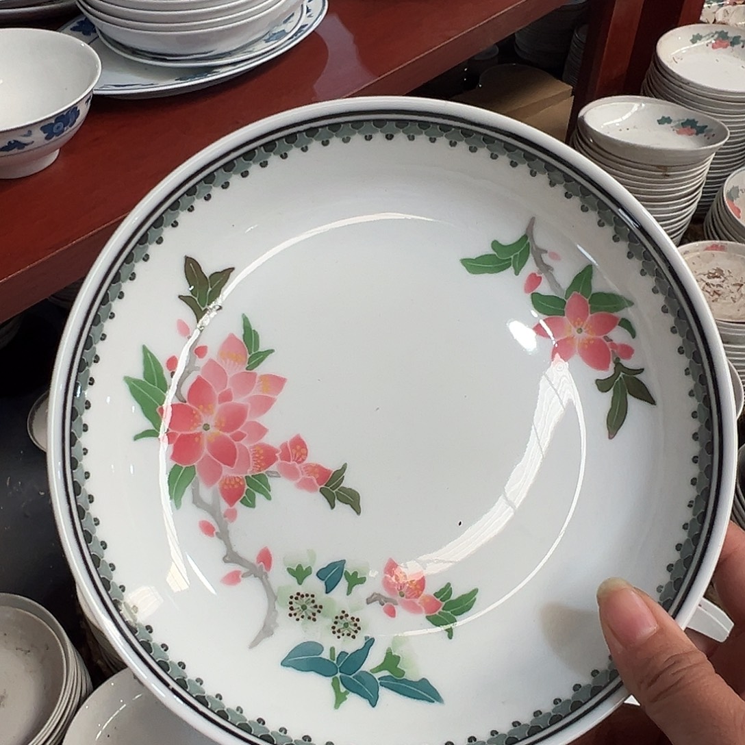 醴陵瓷直播供货基地手绘18厘米深盘