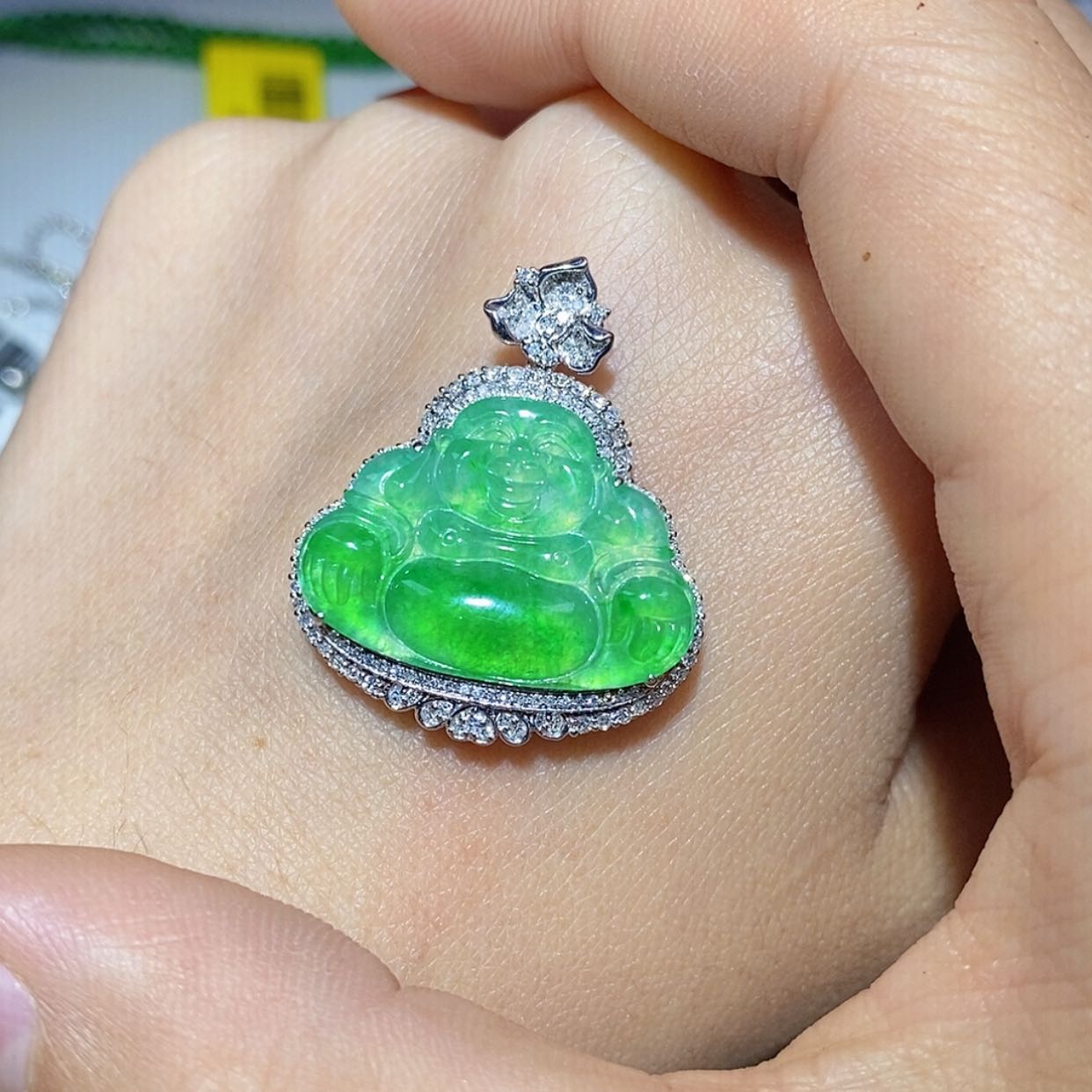 【闪购商品】翡翠颈饰18K金镶嵌露*?吊坠