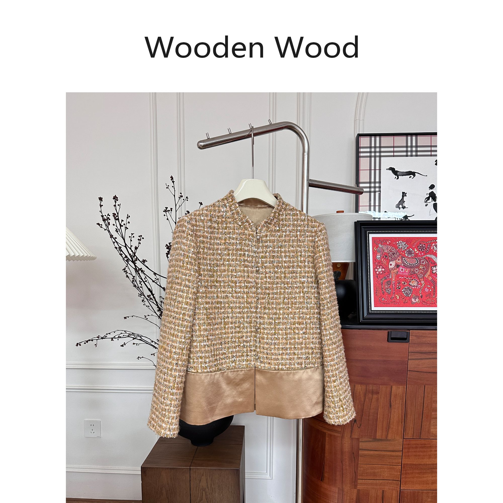 Wooden Wood“鎏金序章”短法式透气时尚复古小香风外套W25QS1496