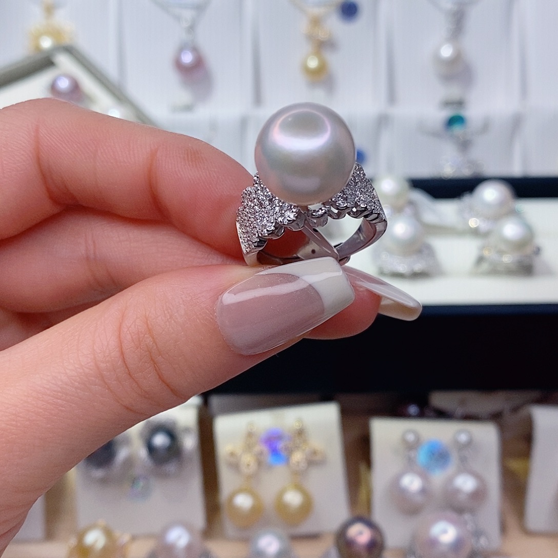 M***️淡水珍珠戒指银S925镶嵌13左右
