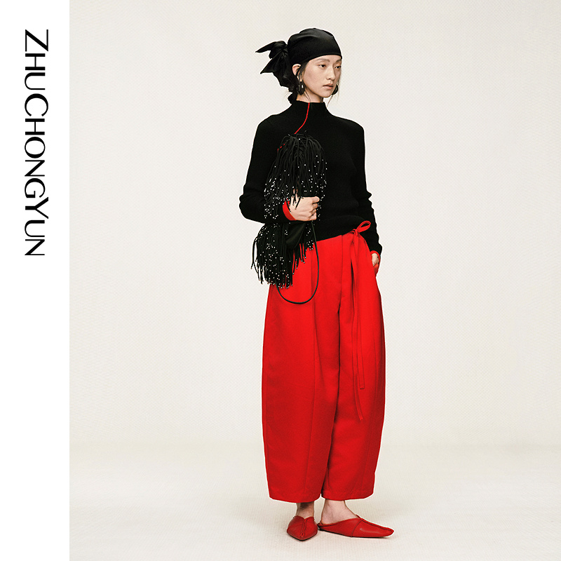 【月亮裤】ZHUCHONGYUN2026春新款宽松腰头绑带休闲裤C1GB14305