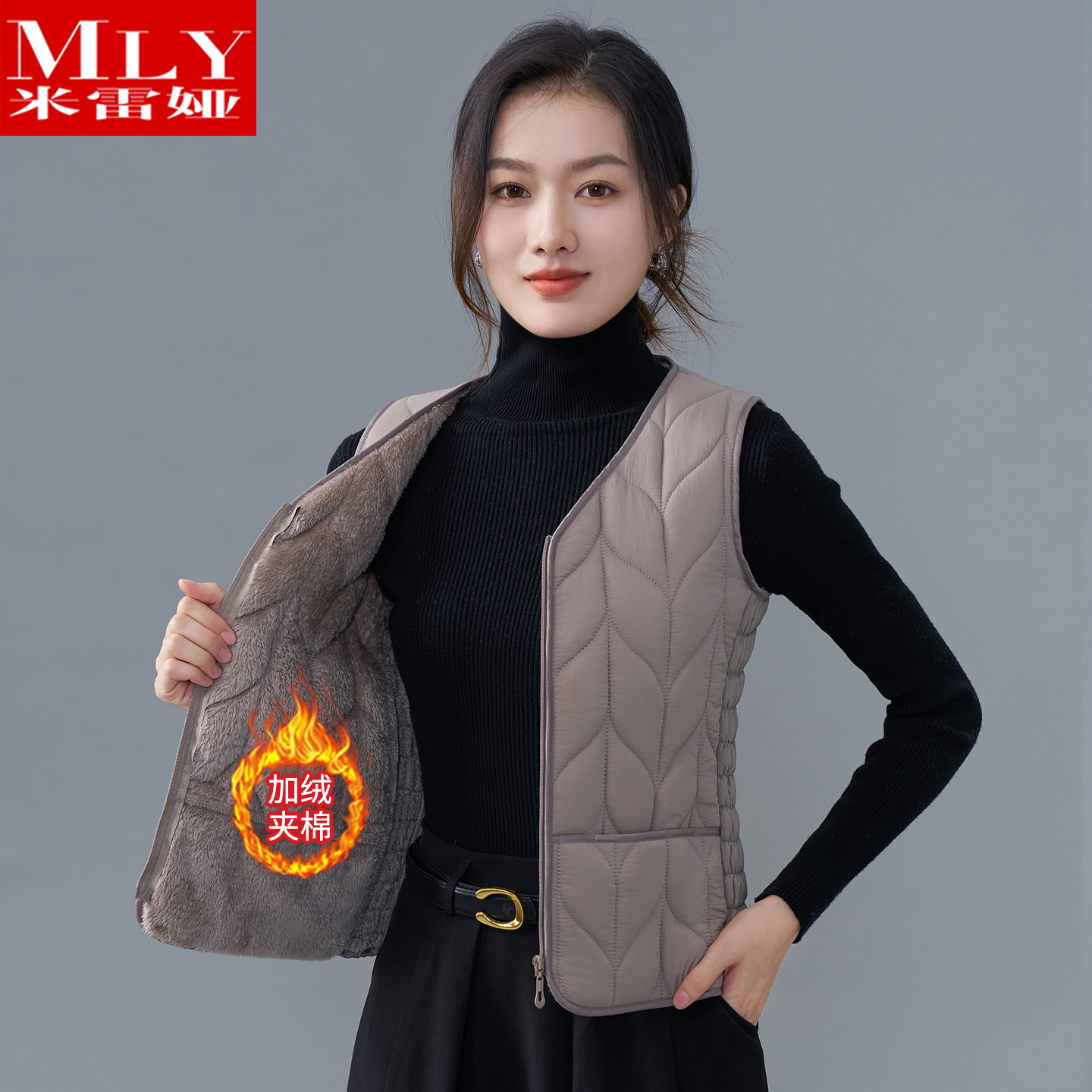 2025秋冬新款加绒棉马甲女爆款修身显瘦马夹内穿加厚贴身保暖背心