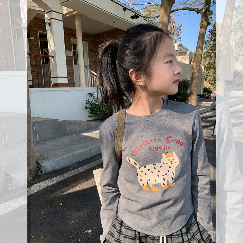 【一只喵】西西家女童2025春季新款长袖T恤儿童百搭打底上衣JX88821