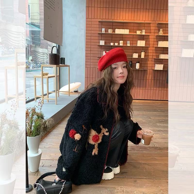 【彩球金鹿】2025秋冬新品毛绒棉服洋气百搭D2480