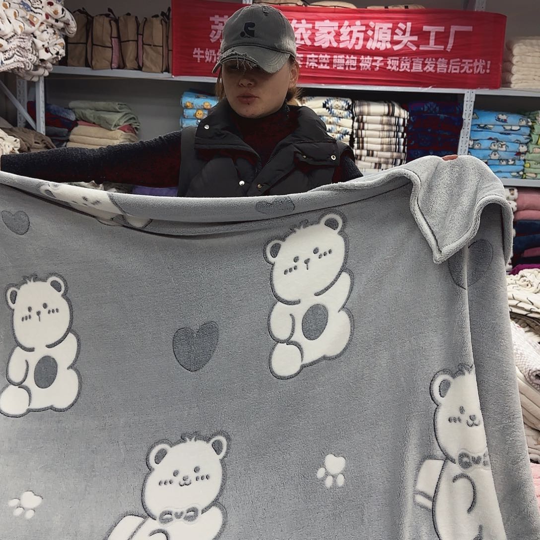 羊驼毛200.230雪花绒背印毯