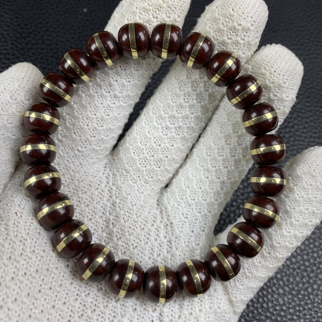 高品质毕业级紫金鼠菩提实心鼠手串金腰带卡10 A596