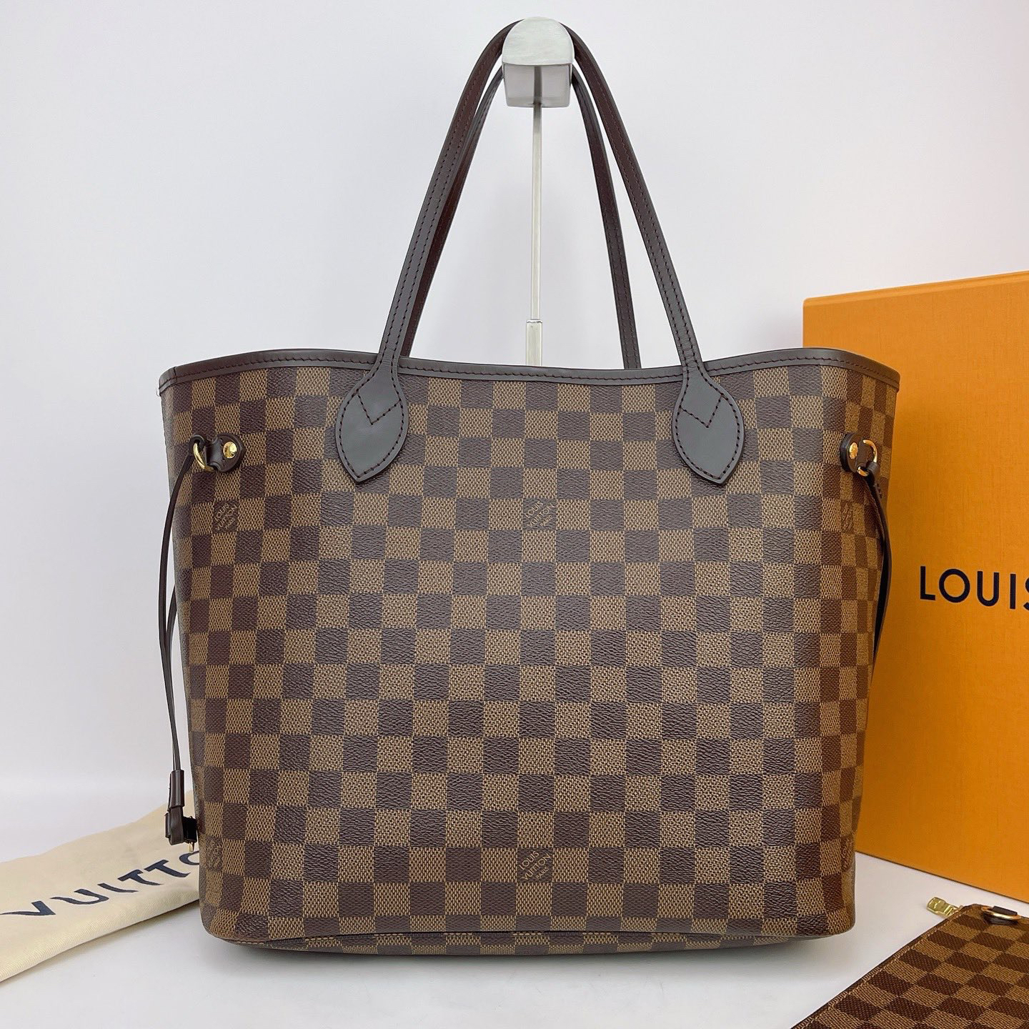95新 LouisVuitton/路易威登 LV棕色棋盘格nf芯片手提包底32 H788