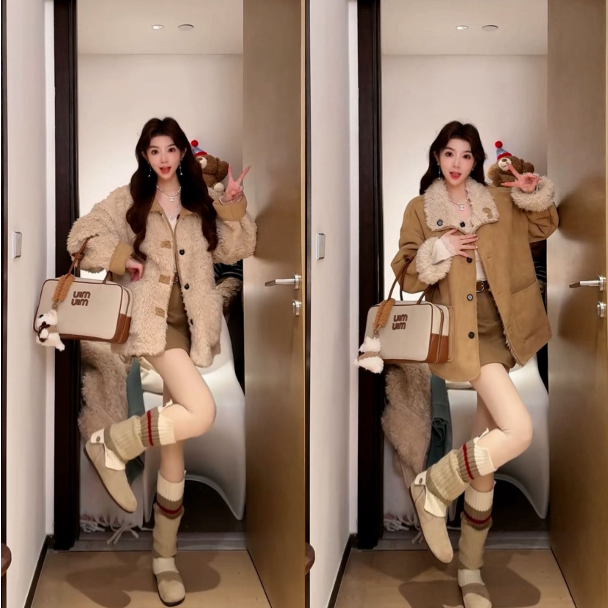 两面穿皮毛一体毛毛外套女冬季加厚宽松机车服上衣羊羔毛外套