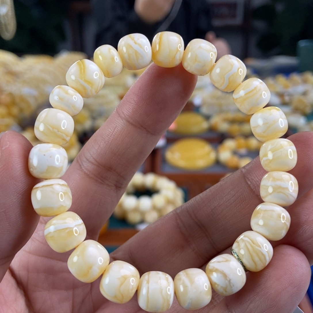 琥珀珠宝奇石未镶嵌10虎皮纹同料串12.62