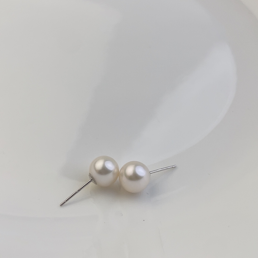 耳饰银S925镶嵌淡水珍珠