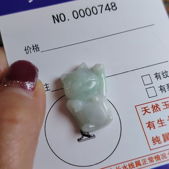 翡翠未镶嵌颈饰招财猫