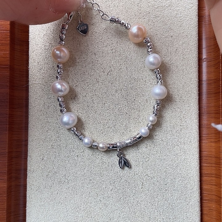 银S925镶嵌手绳淡水珍珠