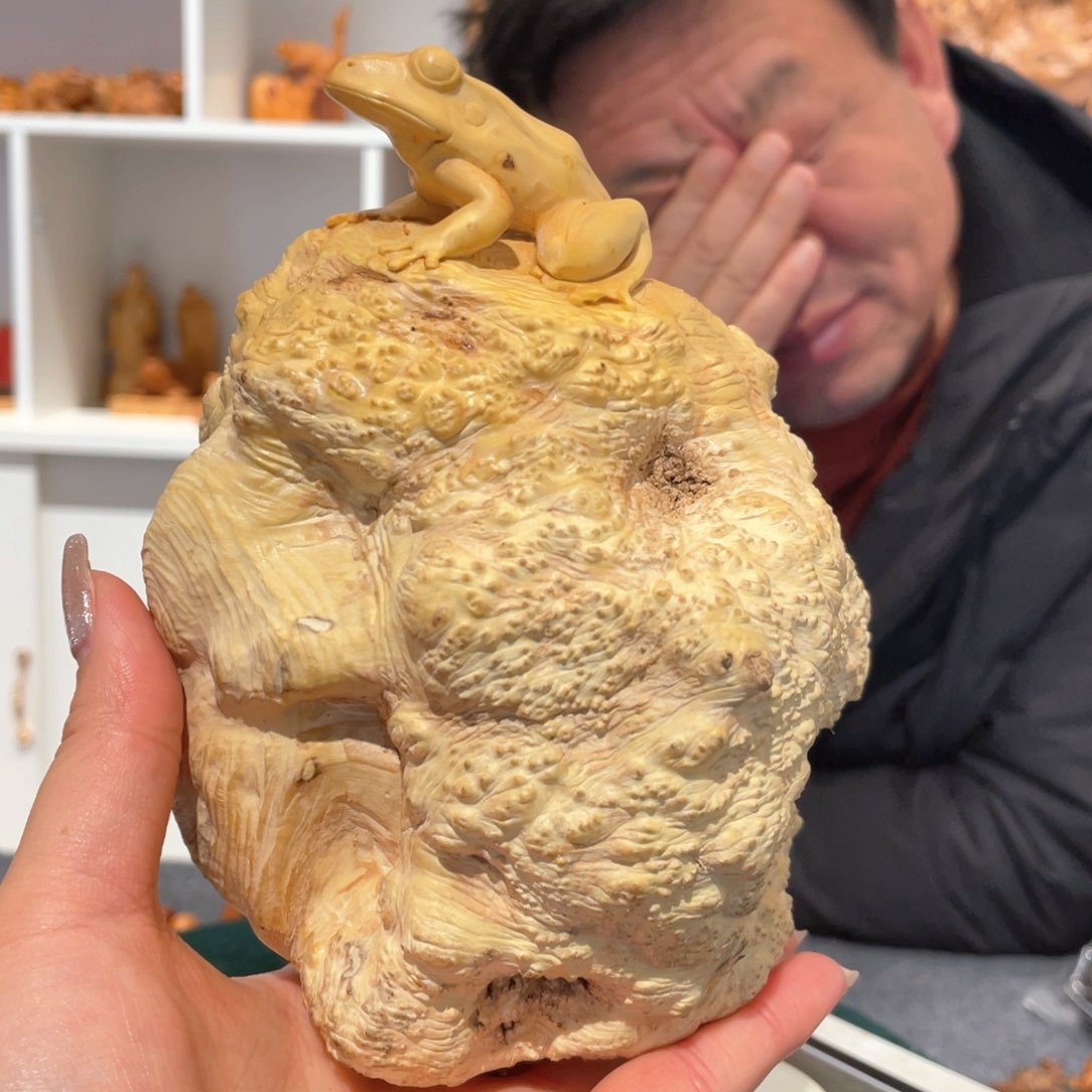 【闪购商品】柏木（崖柏）静*黄杨木金蟾摆件