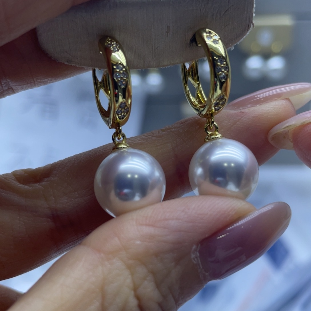 银S925镶嵌淡水珍珠耳饰