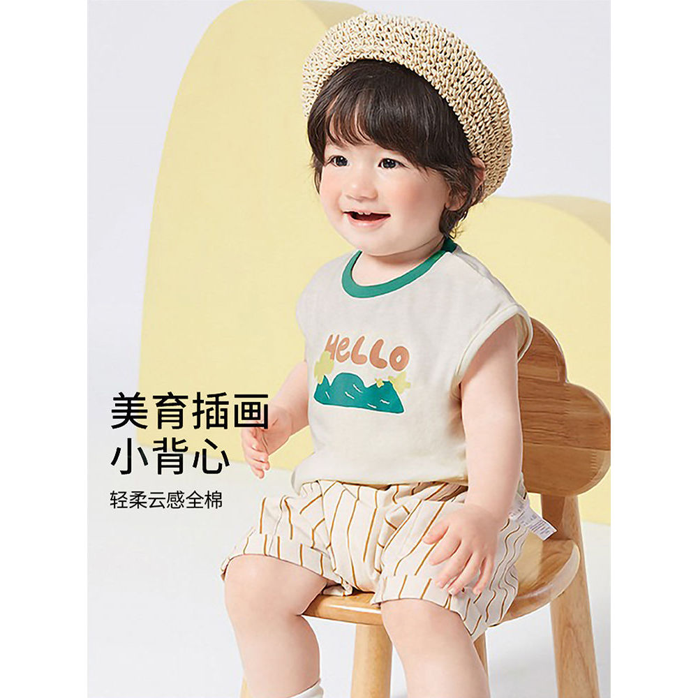 婴儿背心宝宝短袖t恤男女儿童夏季薄款外穿2025新款纯棉坎肩无袖