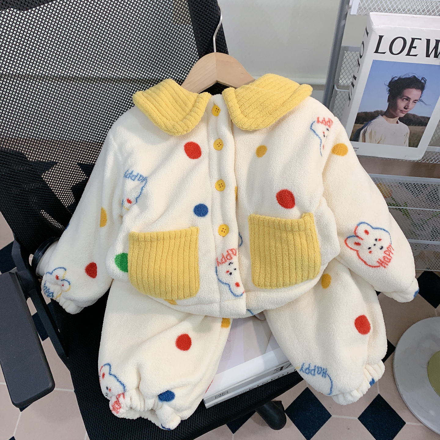【米家原创】女童睡衣冬季2025新款儿童三层夹棉法兰绒加厚款家居服