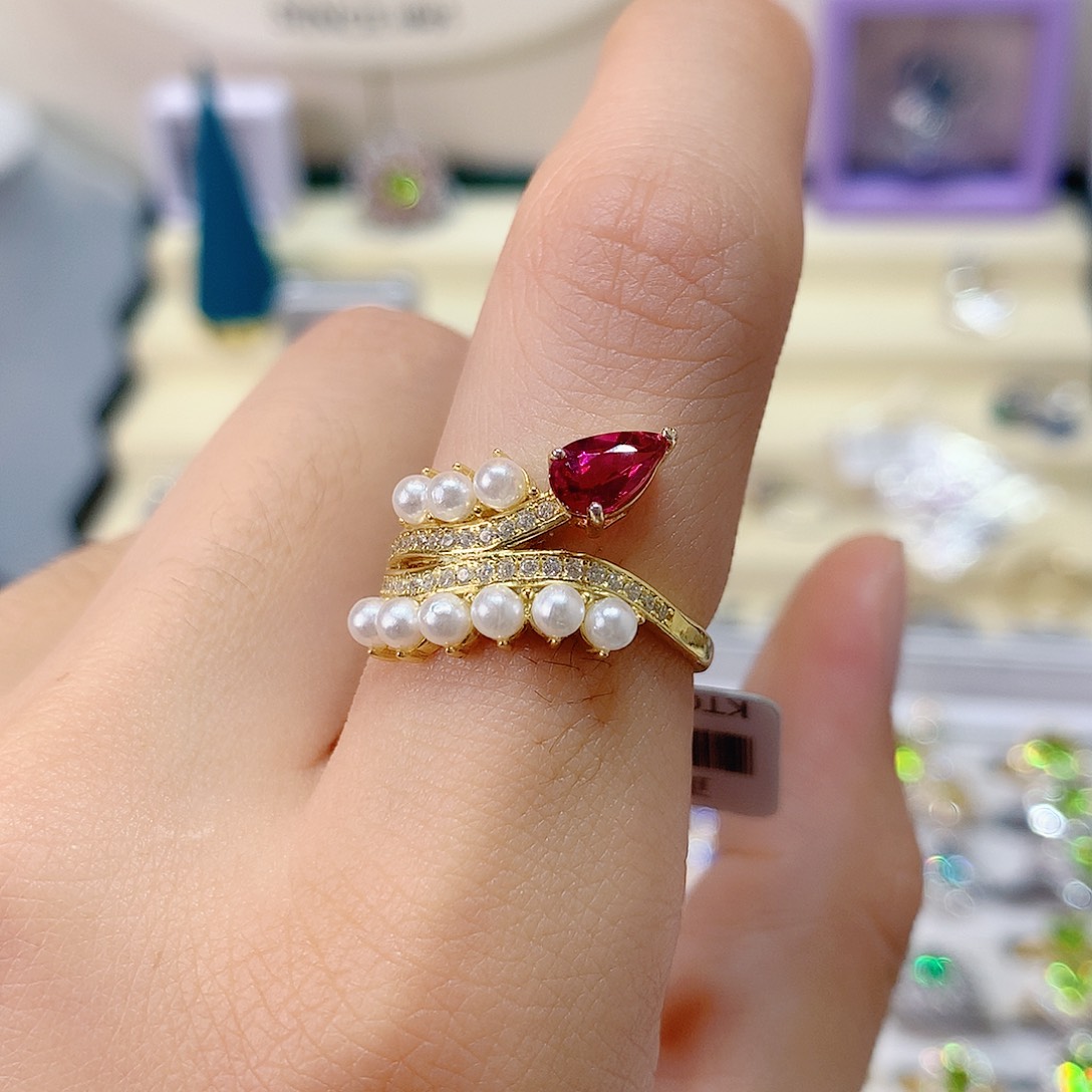 戒指戒指银S925镶嵌碧玺