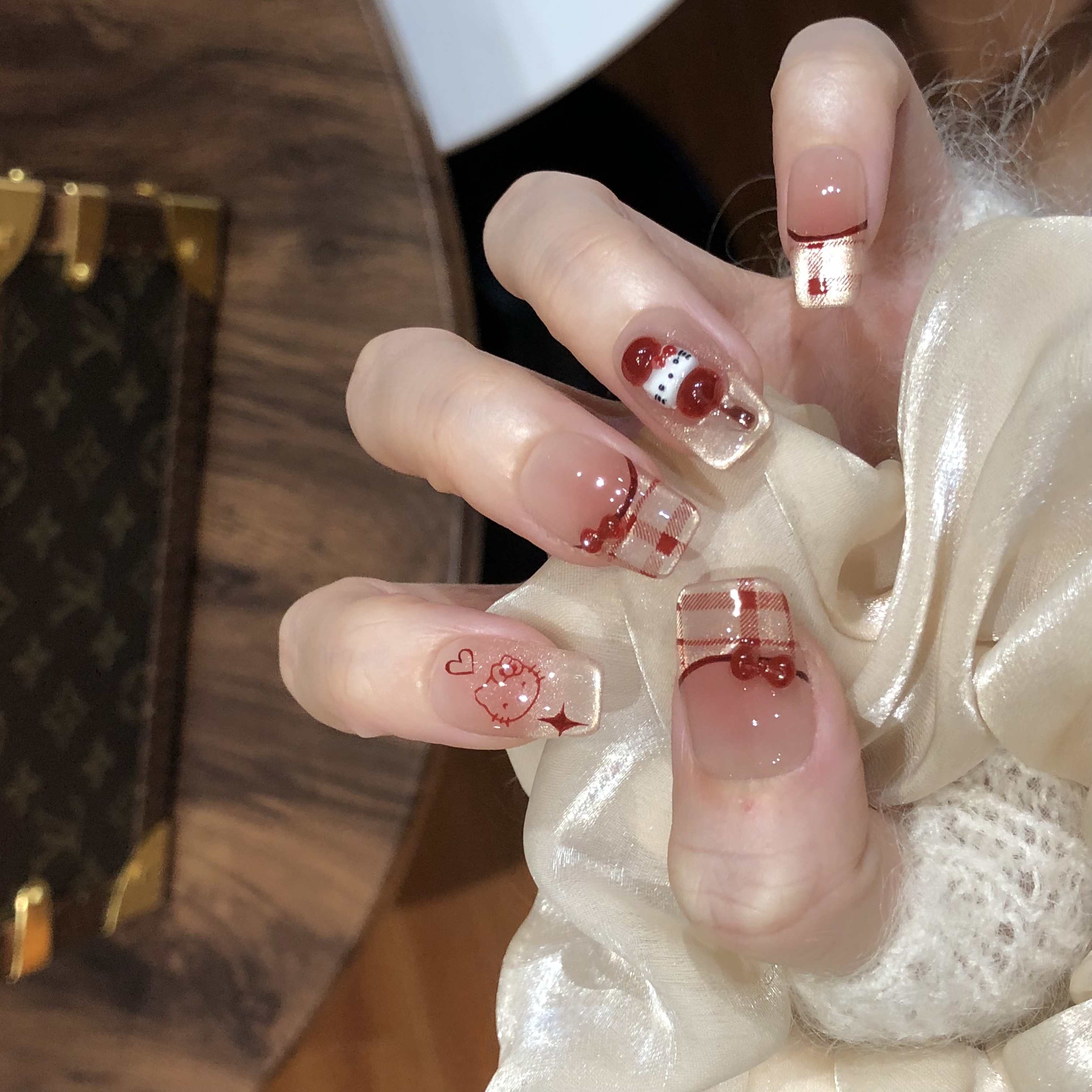 喵公子【串串甜心】纯手工穿戴甲可拆卸美甲光疗甲