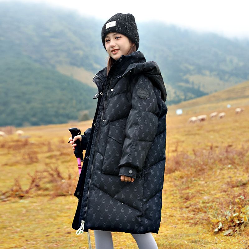 2025新款女童羽绒服中长款加厚韩版长款过膝洋气冬装连帽外套