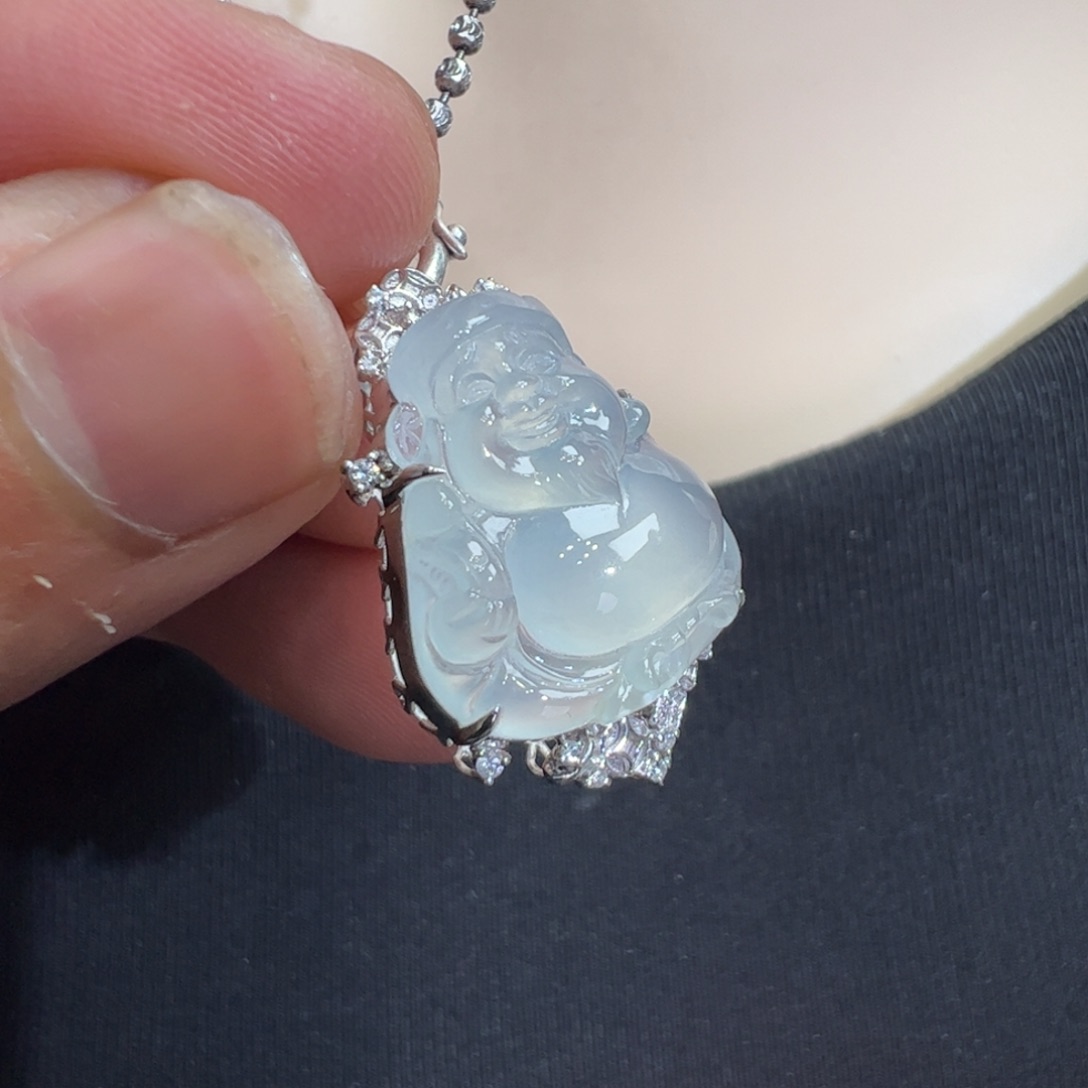 翡翠吊坠(不含链)18K金镶嵌