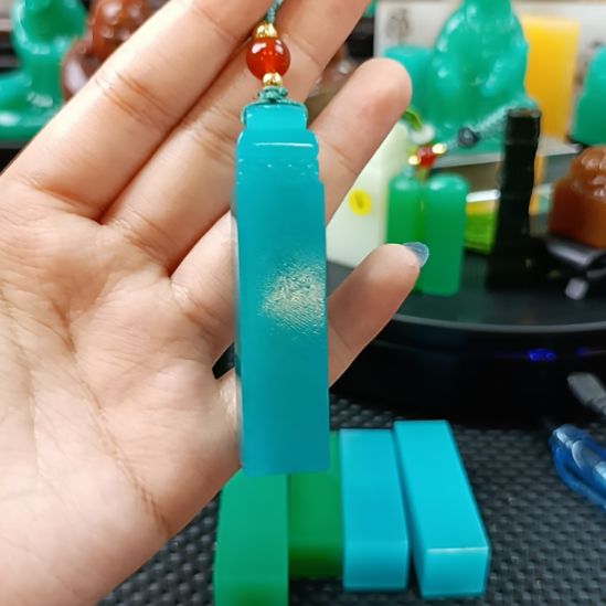 晴****昌化石印石天空蓝如意