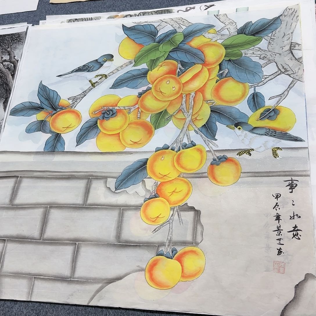 国画尺寸70X70手绘作品