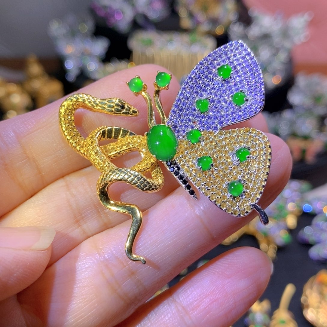 吊坠(不含链)银S925镶嵌翡翠