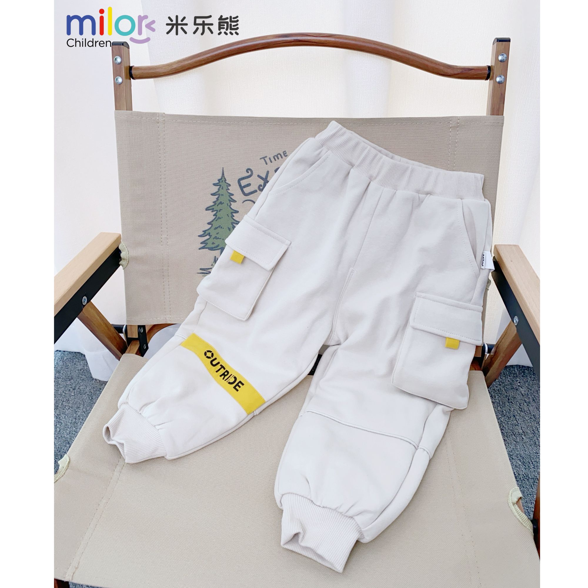 9813【加棉】米乐熊男女童工装裤运动长裤棉裤卫裤儿童装童裤时尚