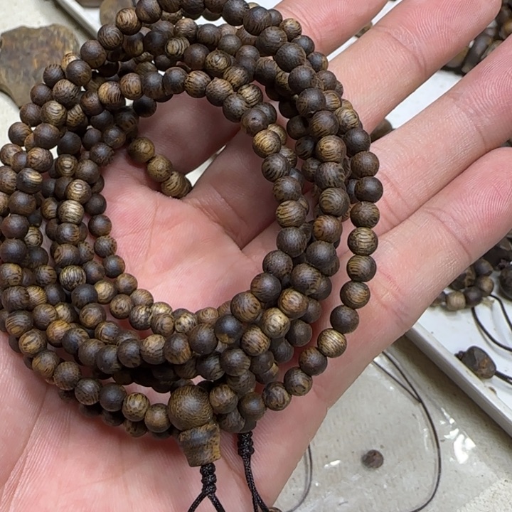 沉香木手串奇楠沉香圆珠长串0.4-6g+多样性发一条