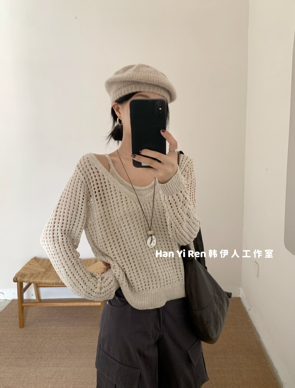 【维维66女装精选】镂空假两件时尚韩版针织衫