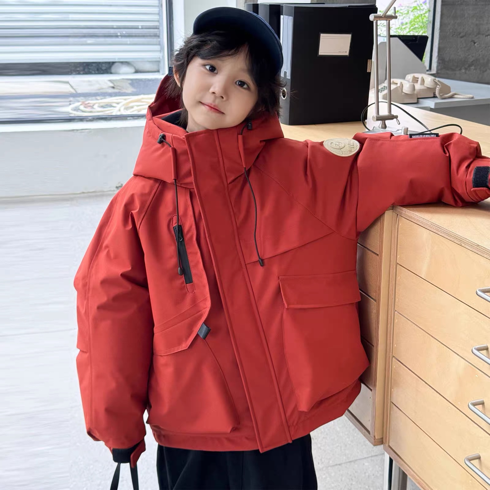 【加厚冲锋衣】2025冬季儿童棉服工装派克男童女童加厚连帽宝宝外套