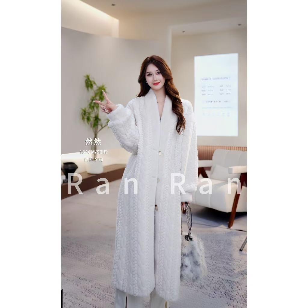 【然然ranran】环保外套女冬季毛毛绒皮毛一体大衣长款洋气