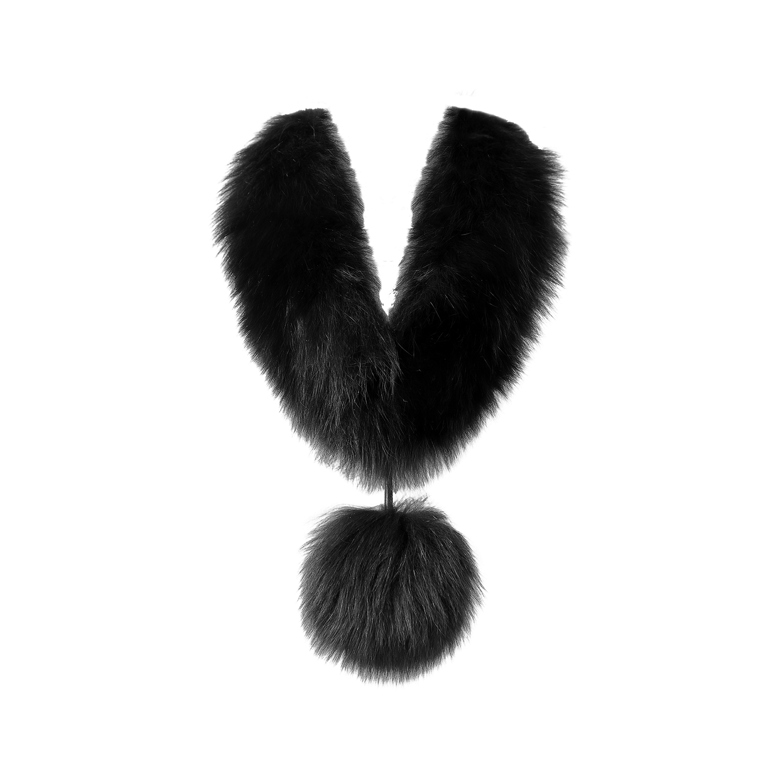 【巴黎玄色】冬季黑色狐狸毛围巾真毛皮草纯色毛领围脖 LX59PW029K