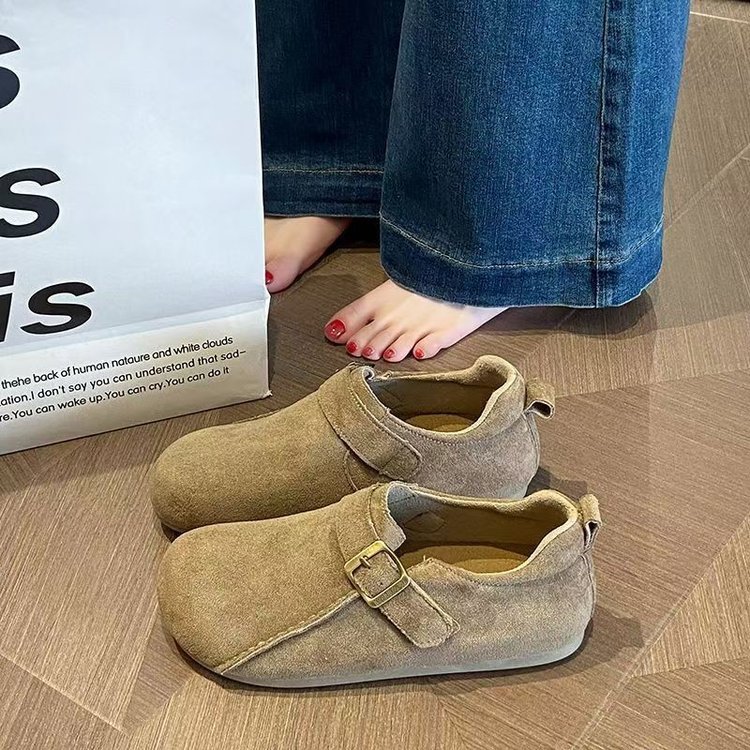 中口全包勃肯鞋女2025年春季新款复古软底单鞋一脚蹬懒人鞋平底豆