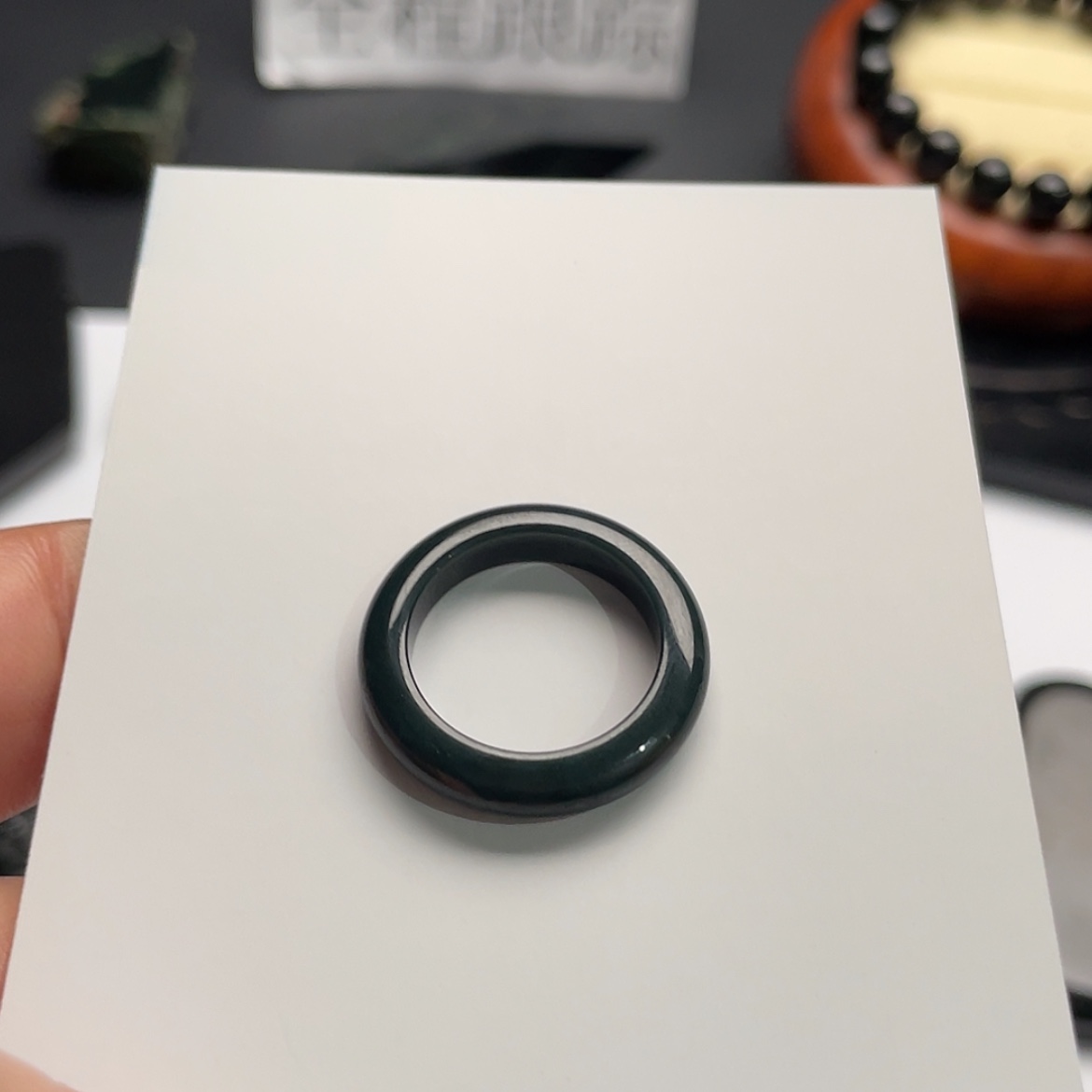 【闪购商品】翡翠裸石墨翠戒圈