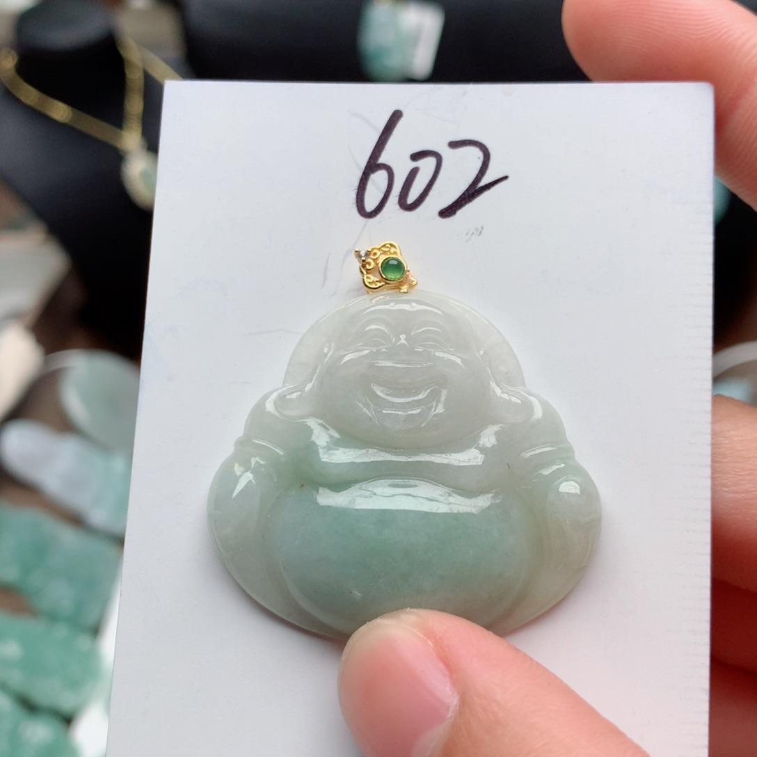 翡翠颈饰银S925镀金镶嵌吊坠