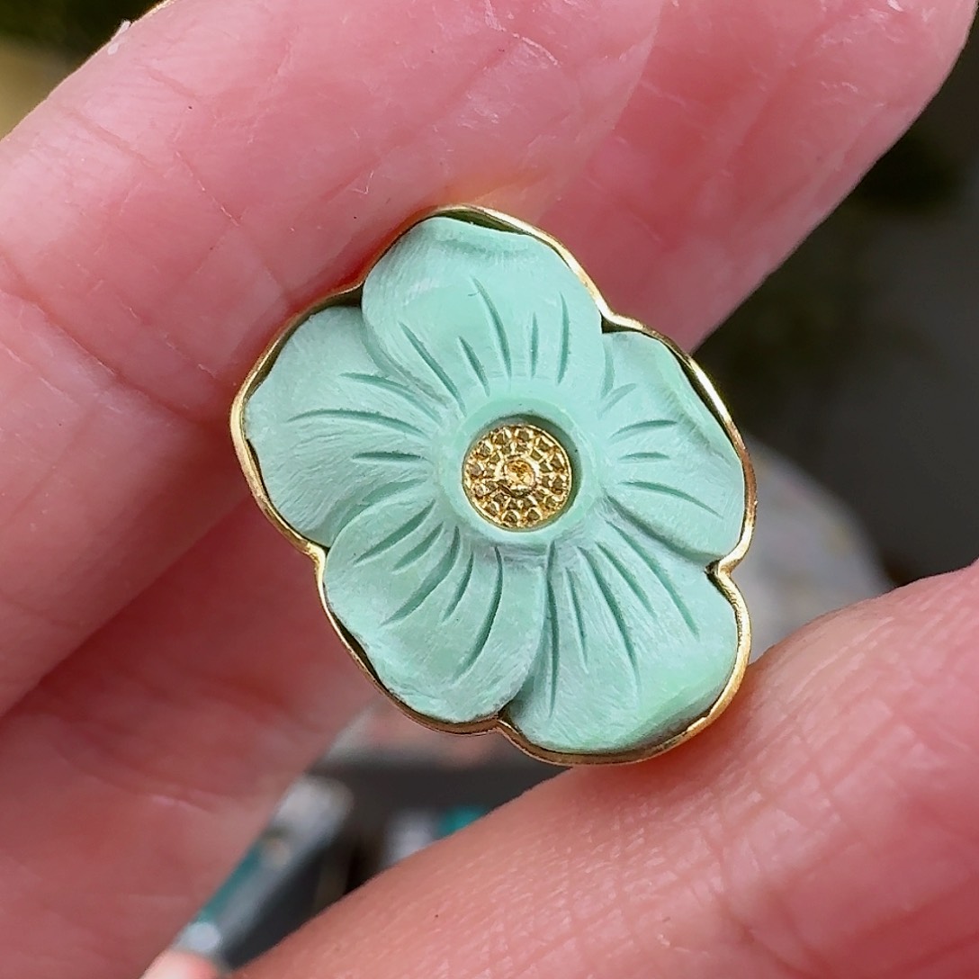 绿松石珠宝奇石18K金镶嵌