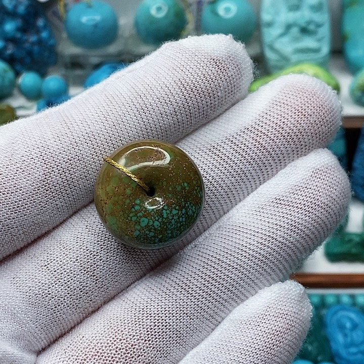 绿松石银S925镶嵌天然原矿 地大质检