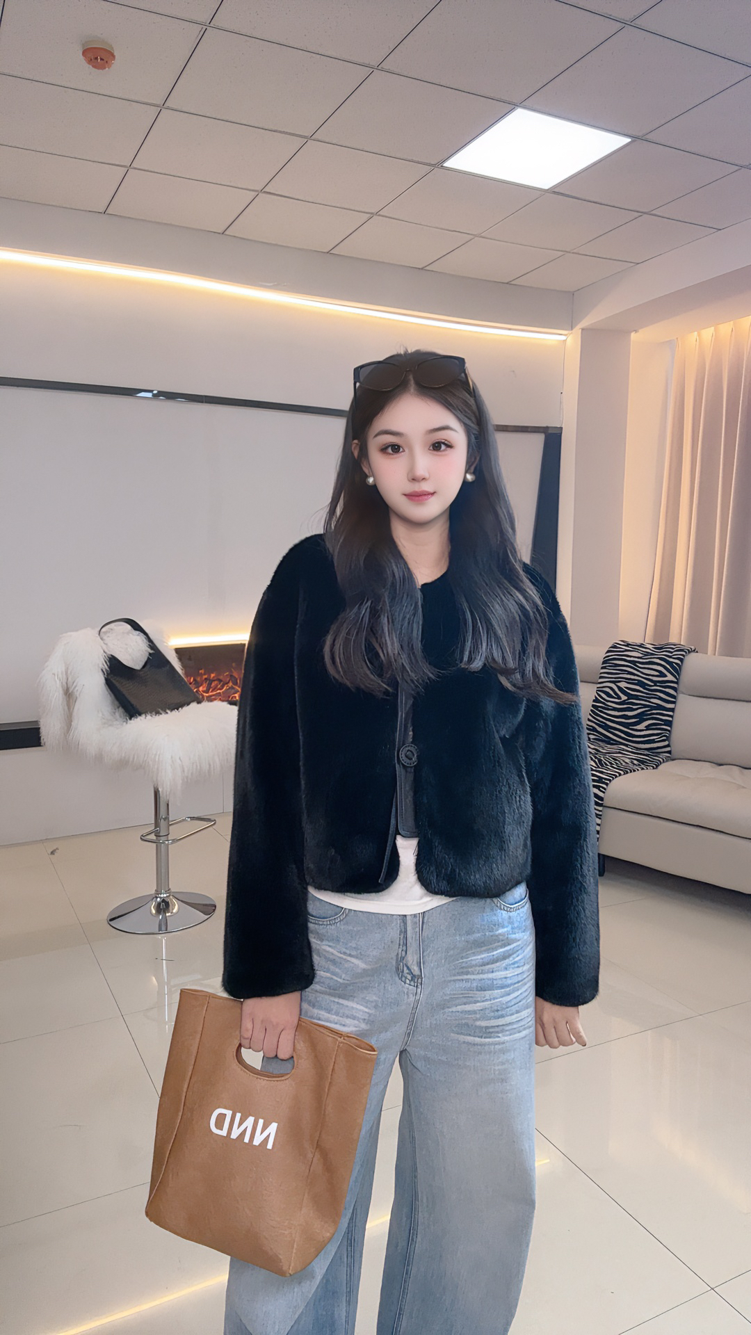 小香风时尚百搭水貂外套2818