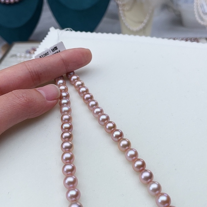 淡水珍珠颈饰银S925镶嵌卡8极光紫高品毕业级